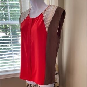 Nwt Esley Red and Taupe Top Size S